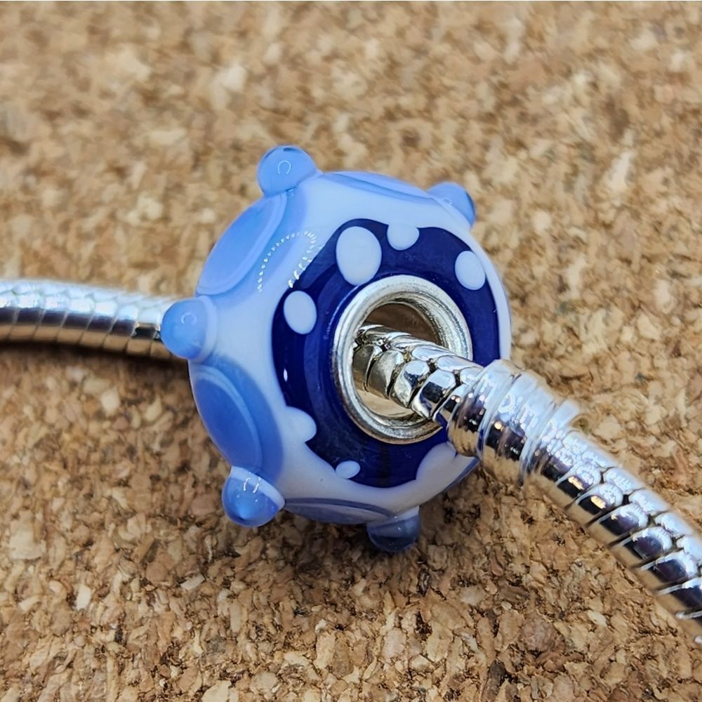 3/$25 🖤 AUTHENTIC BLUE BUDS GLASS MURANO CHARM FOR PANDORA AND TROLLBEADS